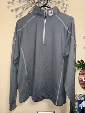 FootJoy Pullover Mens Small Gray 1/4 Zip FJ Logo Nylon Spandex